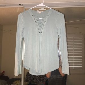 Long sleeve crisscross blouse